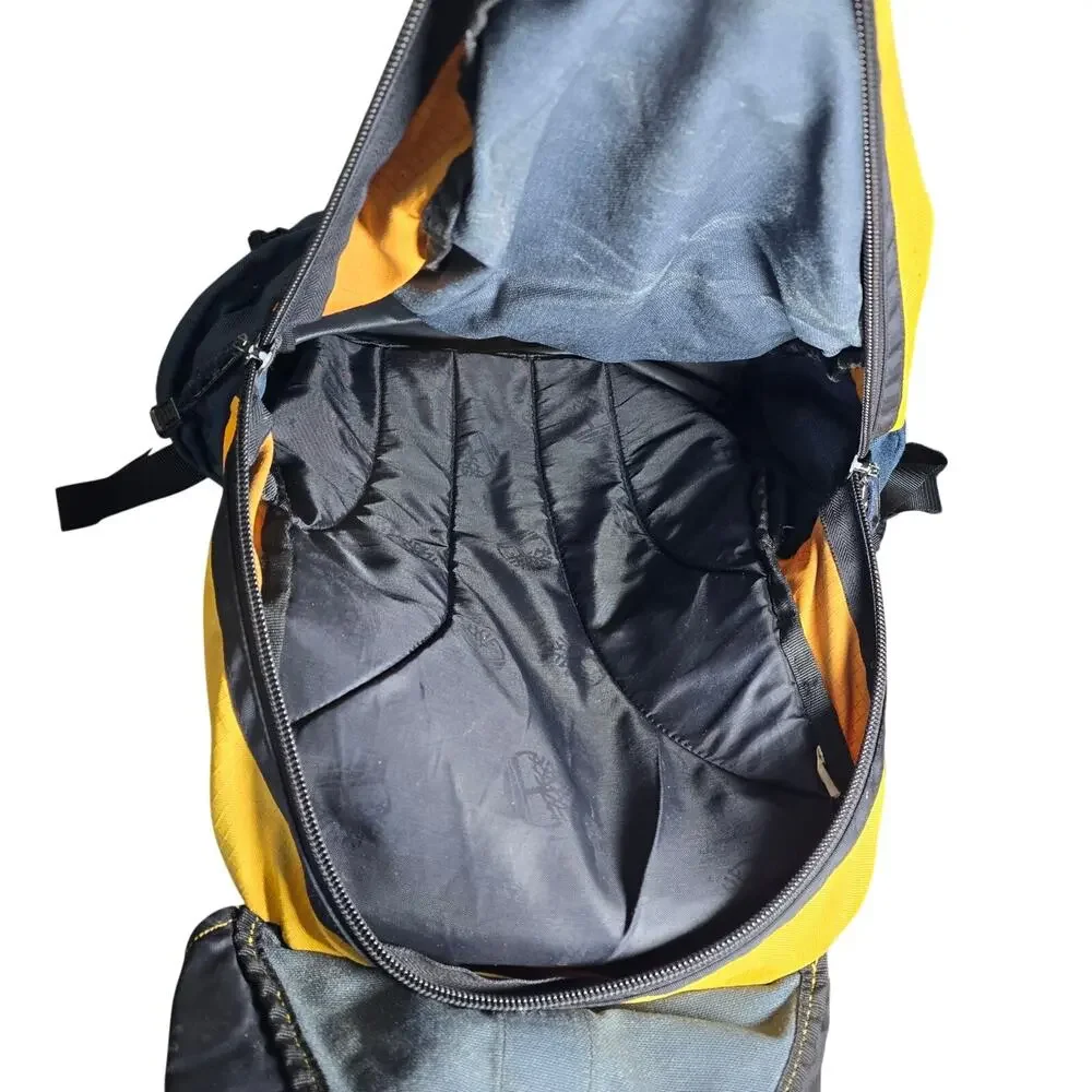 Timberland Vintage Backpack Blue & Yellow Colorblock Hiking Bag Day Pack